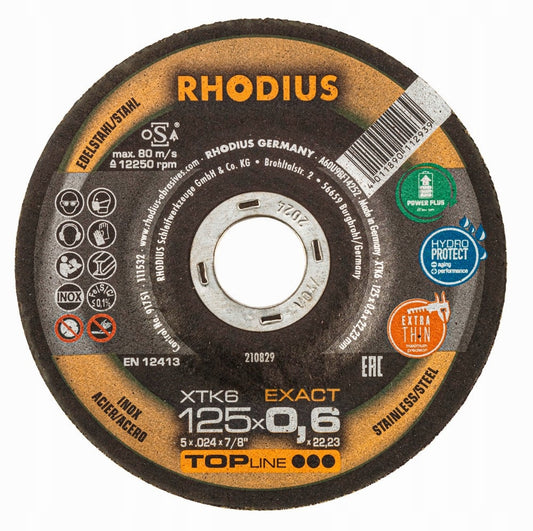 RHODIUS tarcza do cięcia metalu 125 x0,6 STAL CZARNA